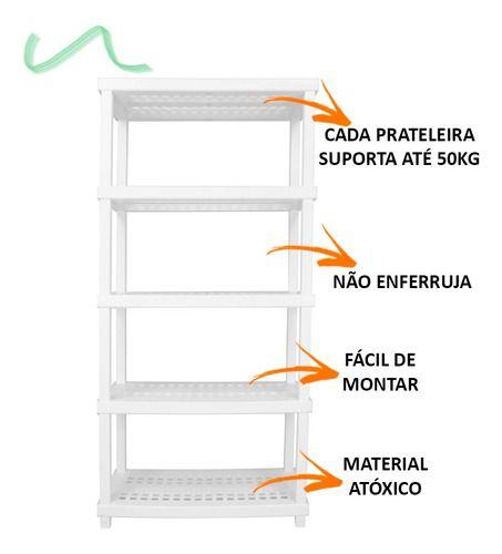 Imagem de 2 Estante Plastica Modular Multiuso 5 Prateleiras Até 250kg