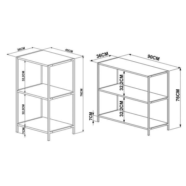 Imagem de 2 Estantes Livreiros Industrial Steel Base Preto