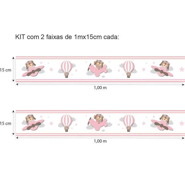 Imagem de 2 Faixas Adesivas De Parede Ursinha Aviadora