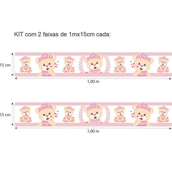 Imagem de 2 Faixas Adesivas De Parede Ursinha Princesa Realeza