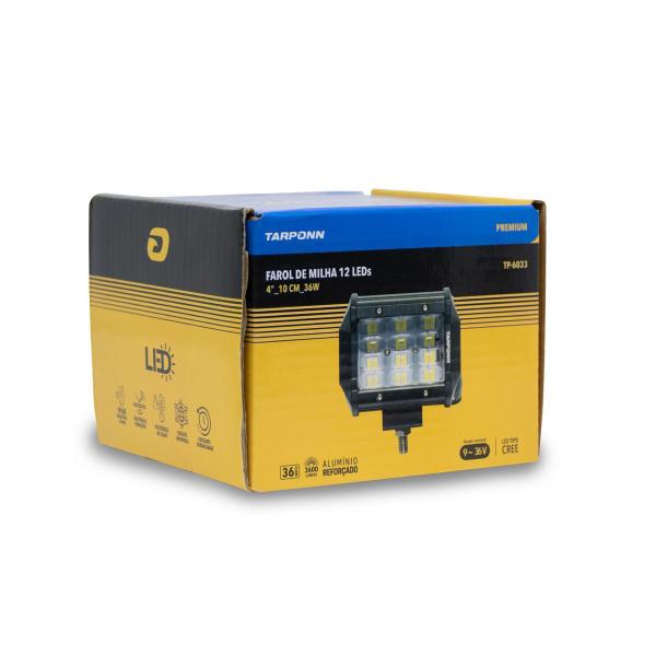 Imagem de 2 Farol de Milha 12 Leds 4" 10cm 36w 6000k Premium 