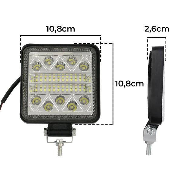 Imagem de 2 Farolete de Milha Led Quadrado 102w Carro Caminhão 12v 24v