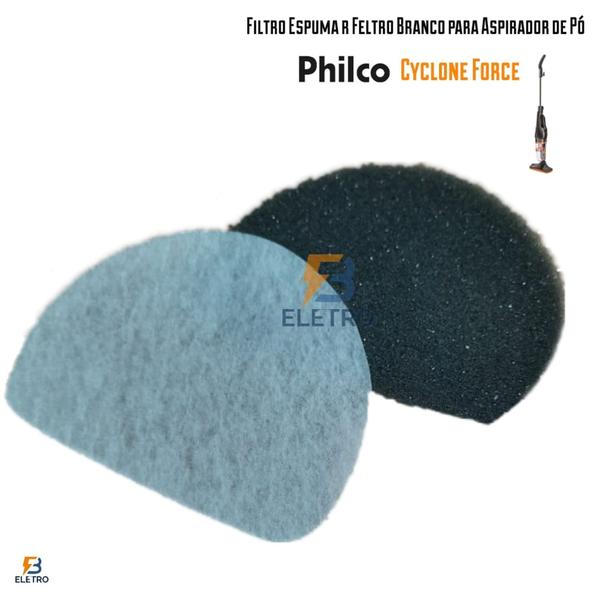 Imagem de 2 Filtros Fibra 100% Filtragem e 2 Espumas do Aspirador de Pó Philco Cyclone Force