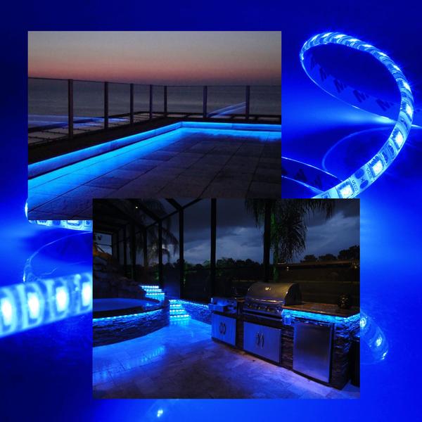 Imagem de 2 Fitas LED 5050 IP65 Silicone Uso Externo/Interno DC-12V Rolo 5m/300 LEDs Cores AZ / RS / VD / VM