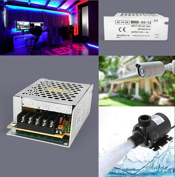 Imagem de 2 Fontes Chaveada Estabilizadora Colmeia 5 Amperes 60W AC-BIVOLT/DC-12V P/Câmera CFTV Fitas LED Som