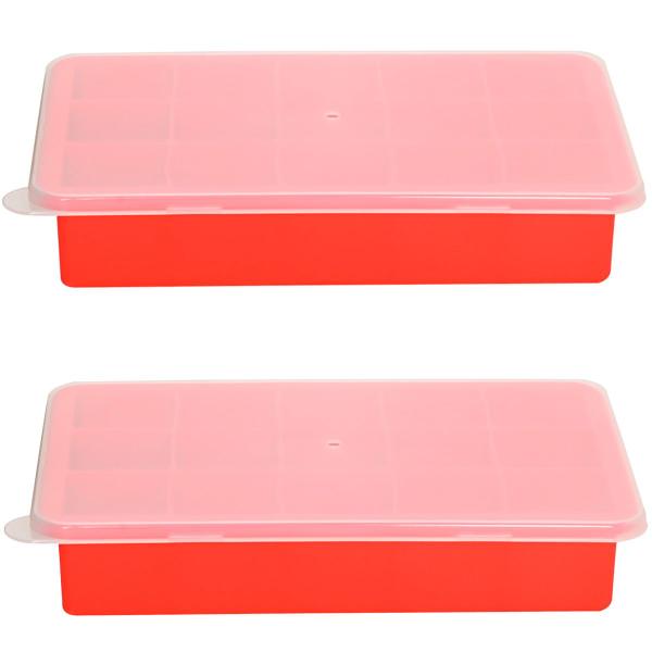 Imagem de 2 Forma Gelo Silicone Flexivel Com Tampa 15 Cubos Sem BPA 