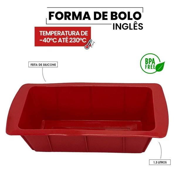 Imagem de 2 Formas de Silicone Travessa Retangular Pão Bolo Inglês Doces Sobremesas Forno e Freezer