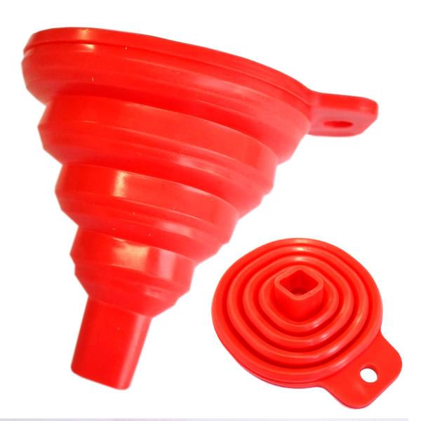 Imagem de 2 Funil Retrátil Dobrável Flexível 8x9cm Silicone Cozinha