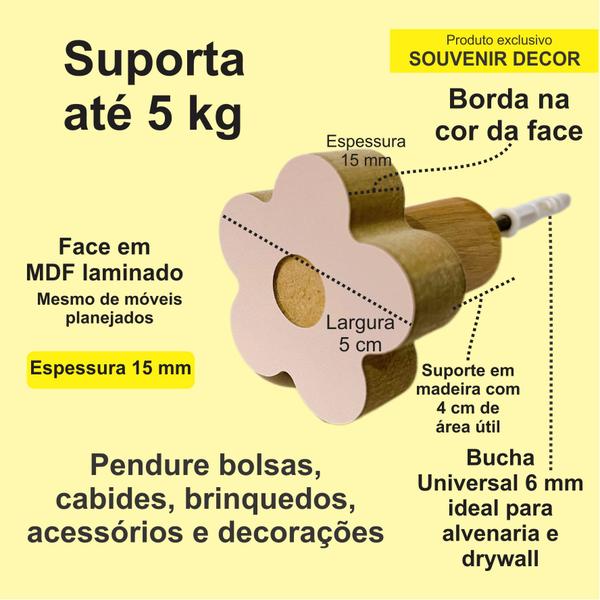 Imagem de 2 Ganchos de parede flor infantil decoração bebê 2Flbb15c