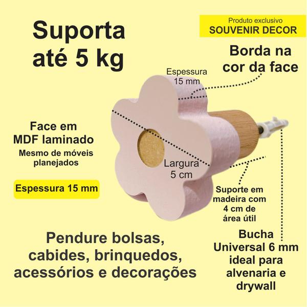 Imagem de 2 Ganchos de parede infantil decoração baby flor 2Flbb15