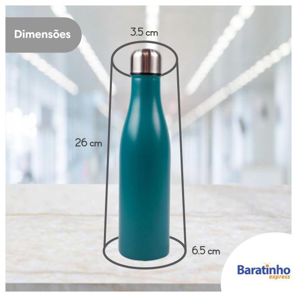 Imagem de 2 Garrafa Térmica A Vácuo Água 500ml Aço Inox Azul Academia