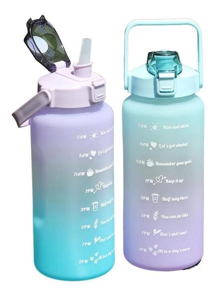 Imagem de 2 Garrafas Squeeze Colorida 2L E 900Ml Academia Escola