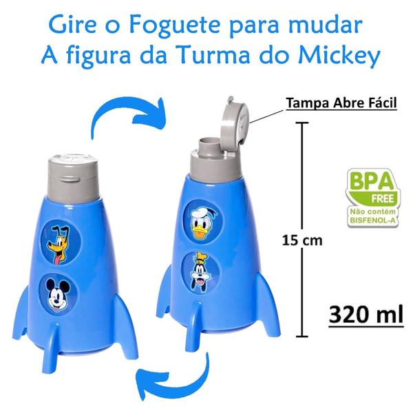 Imagem de 2 Garrafinhas Foguete Giratória do Mickey Azul Plasútil Premium