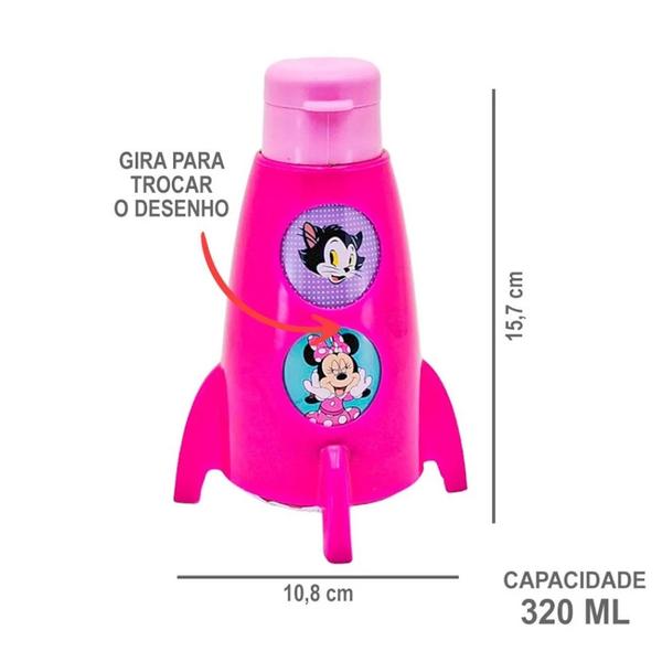 Imagem de 2 Garrafinhas Formato de Foguete Kids Janela Que Gira Mickey E Minnie