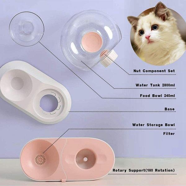 Imagem de 2 In1 Automatic Water Dispenser Pet Bowls Set Carame Forma Desapegível de Alimentação de Animais de Estimação Gravidade waterer para cão gato Suprimentos de alimentação e rega de gatos