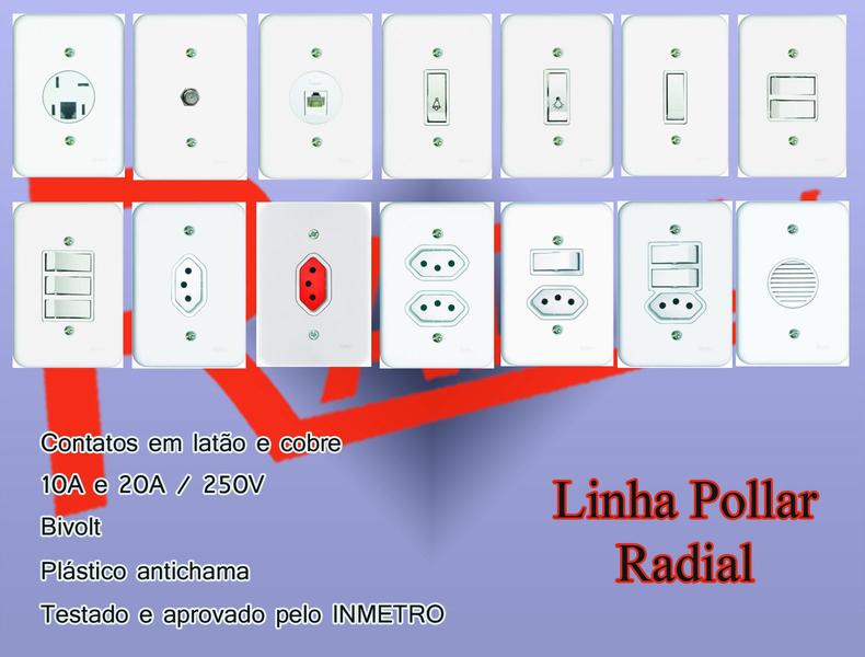 Imagem de 2 Interrup. Paralelos + Tomada 2P+T 20a Linha Pollar Radial