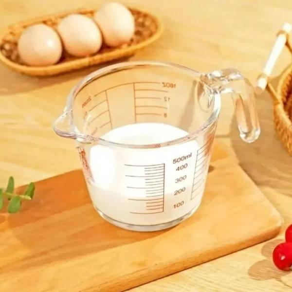 Imagem de 2 Jarras Medidoras 500ml Vidro com Alça Marcação Lyor Copo Medidor para Receitas