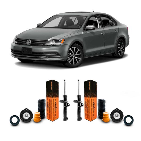 Imagem de 2 Kit Amortecedor Cofap Coxim Batente Coifa Rolamento Dianteira Volkswagen Jetta 2011 2012 2013 2014 2015 2016 2017 2018