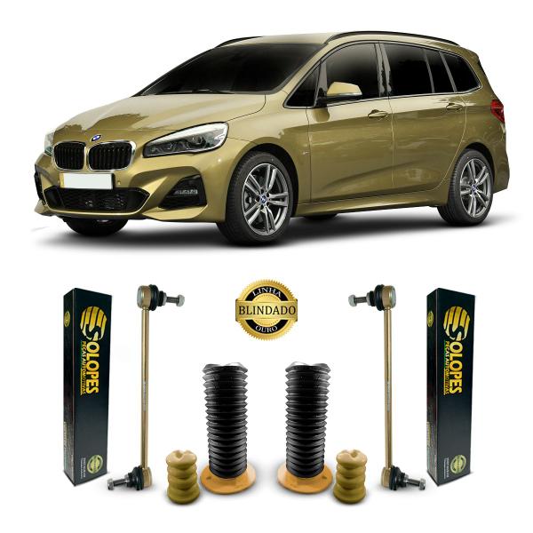 Imagem de 2 Kit Batente Amarelo Coifa Bieleta Reforçada Amortecedor Dianteiro BMW 220i F45 2015 2016 2017 2018