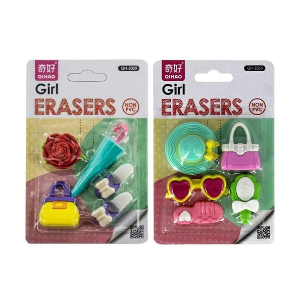 Imagem de 2 Kit Borrachas Fofa De Desenhos 5Un Cada  Girl Erasers