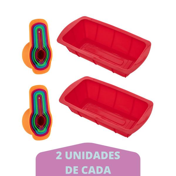 Imagem de 2 kit Forma P/ Pães Sortida Silicone + Colher Medidora 6Pç