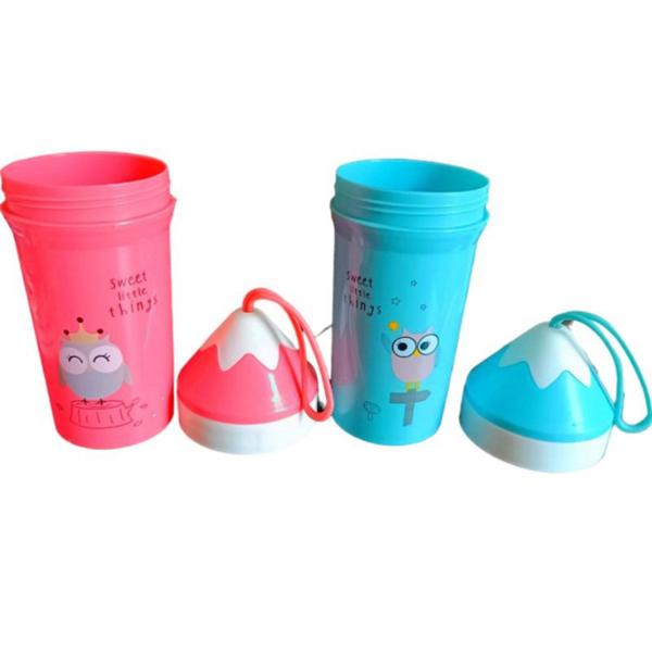 Imagem de 2 kit marmita lancheira pote garrafa talher infantil com divisoria fofa coruja 300ml para passeio escola para menino menina escolha o seu