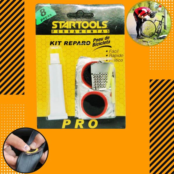 Imagem de 2 Kit Reparo Pneu Emergência Bike Bicicleta 16 Pçs Remendo