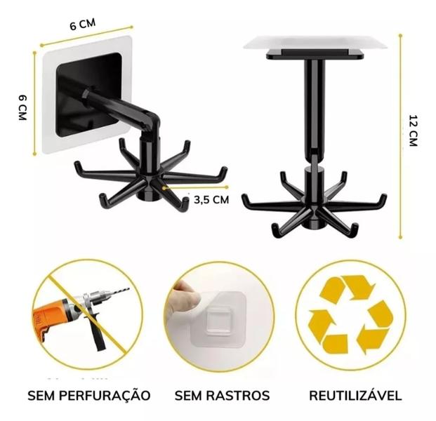 Imagem de 2 Kit Rotatório com Ganchos Suporte Organização Inteligente e Giratória!