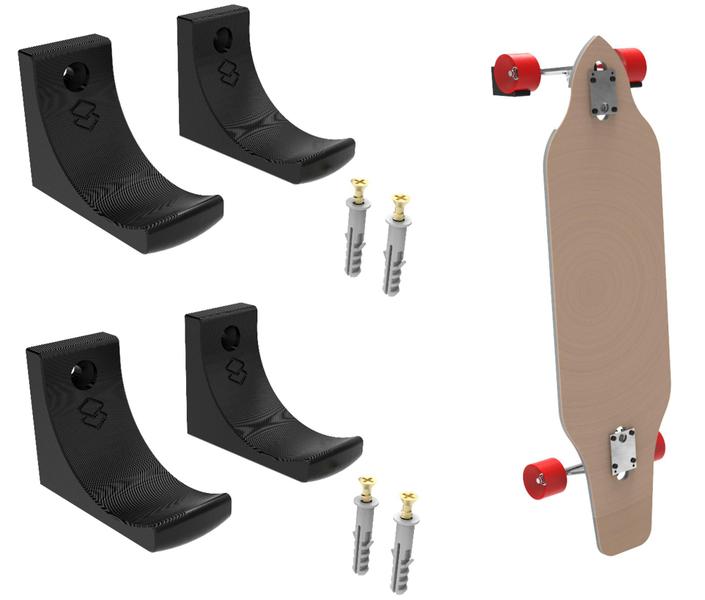 Imagem de 2 Kits Suporte De Parede Universal Skate Longboard Vertical