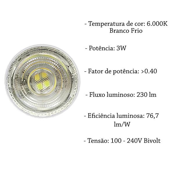 Imagem de 2 Lampada Dicroica Mr11 Gu10 Led Mini 3w Branco Frio Bet17