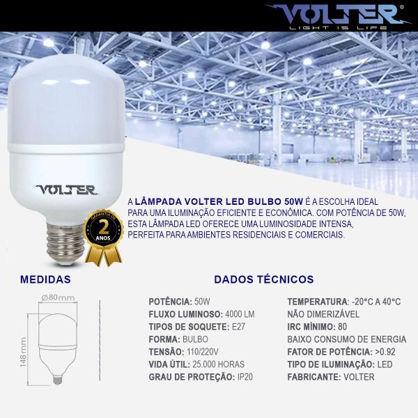 Imagem de 2 Lâmpada Super Bulbo 50w Econômica 6500k E27 Volter Bivolt