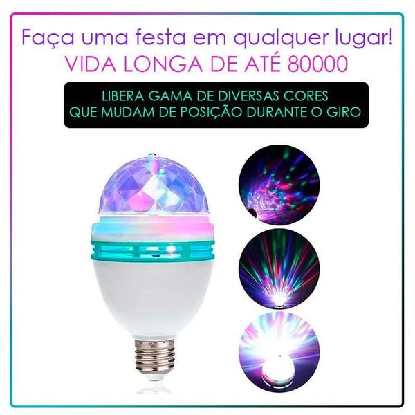 Imagem de 2 Lâmpadas Giratória Led Rgb Iluminação Festa Bola Maluca