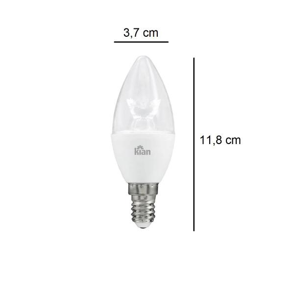 Imagem de 2 Lâmpadas Led Vela Claro 4w E14/e27 Luz Amarela 3000k Kian