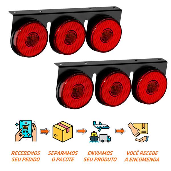 2 Lanternas 3 Marias Carreta LED Rubi 85mm Saída Fios - DW Componentes Imagem de 2 Lanternas 3 Marias Carreta LED Rubi 85mm Saída Fios