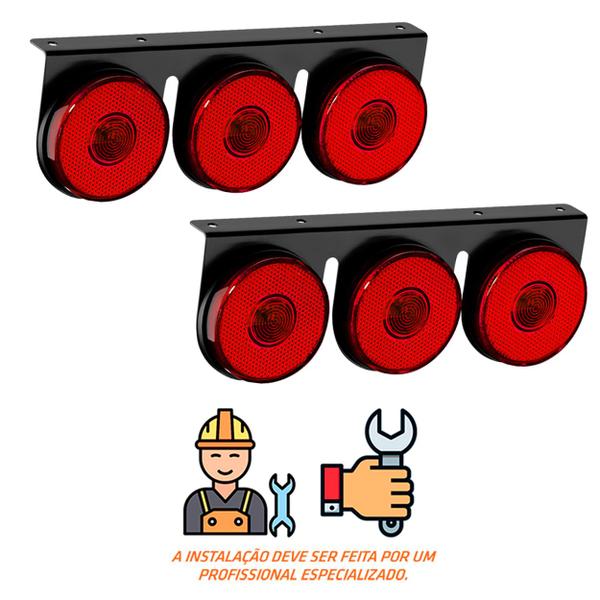 2 Lanternas 3 Marias Carreta LED Rubi 85mm Saída Fios - DW Componentes Imagem de 2 Lanternas 3 Marias Carreta LED Rubi 85mm Saída Fios