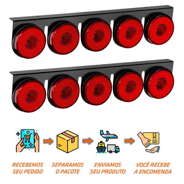 Imagem de 2 Lanternas 5 Marias Carreta LED Rubi 85mm Saída Fios