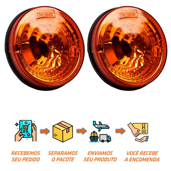 Imagem de 2 Lanternas Traseira Carreta Randon 125mm Âmbar Metalizada