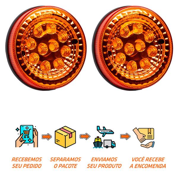 Imagem de 2 Lanternas Traseira LED Guerra 125mm Âmbar Bivolt