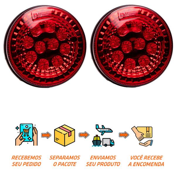 Imagem de 2 Lanternas Traseira LED Randon 125mm Rubi Bivolt