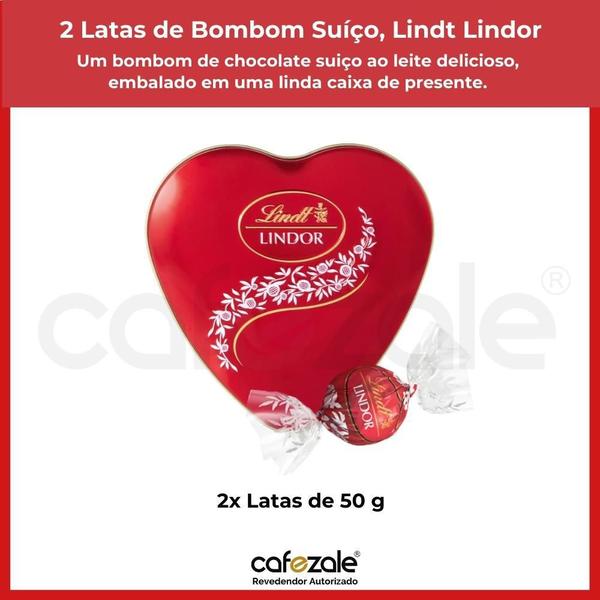 Imagem de 2 Latas Coração 50G, Bombom De Chocolate Suiço Lindt Lindor