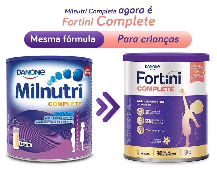 Imagem de 2 latas- Suplemento Infantil Em Pó Danone Fortini Complete Baunilha -800g 