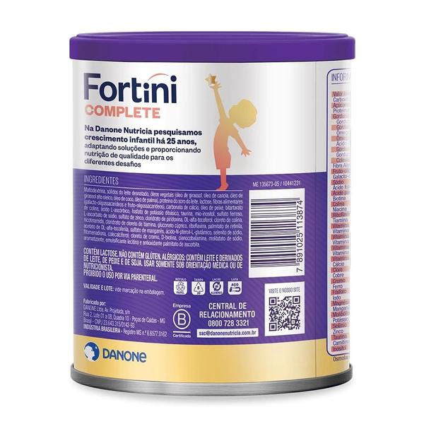 Imagem de 2 latas- Suplemento Infantil Em Pó Danone Fortini Complete Baunilha -800g 