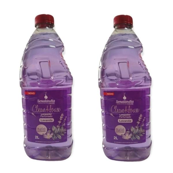 Imagem de 2 Limpador Multiuso Perfumado 2 Litros de Lavanda Desinfetante Concentrado da Senalândia - Envio Já