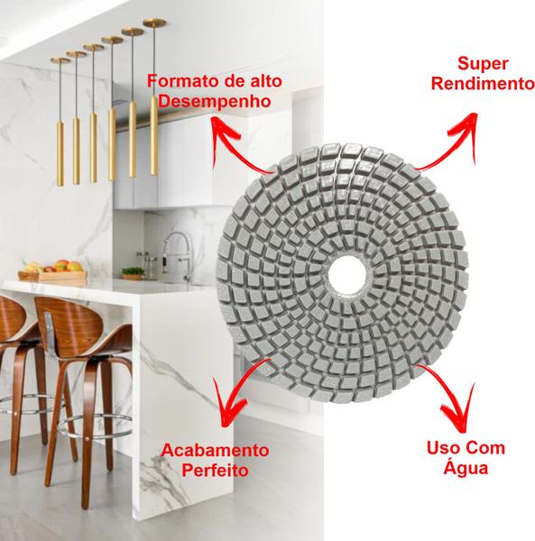 2 Lixa Diamantada para polir porcelanatos marmores e granitos 100mm polimento cortes 45 graus + Sup - Felsen Imagem de 2 Lixa Diamantada para polir porcelanatos marmores e granitos 100mm polimento cortes 45 graus + Sup