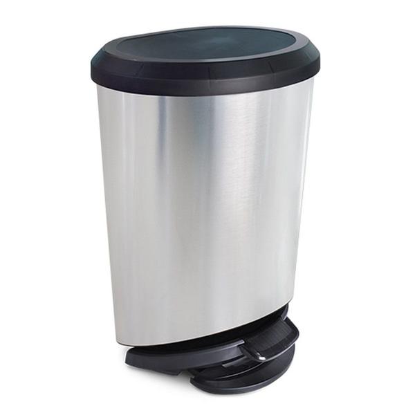 2 Lixeira Cesto Plástico Metalizado Inox 10L Com Tampa Pedal - Arqplast Imagem de 2 Lixeira Cesto Plástico Metalizado Inox 10L Com Tampa Pedal
