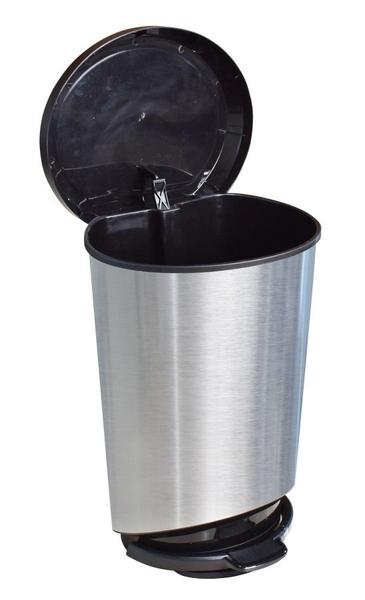 2 Lixeira Cesto Plástico Metalizado Inox 10L Com Tampa Pedal - Arqplast Imagem de 2 Lixeira Cesto Plástico Metalizado Inox 10L Com Tampa Pedal