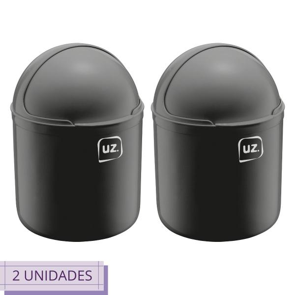 Imagem de 2 Lixeira Para Escritório Premium C Tampa 4 Litros Preto UZ