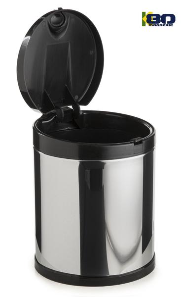 Imagem de 2 Lixeira Pia Inox Tampa Clicar Preto 2.5L Recipiente Plástico Interno kit