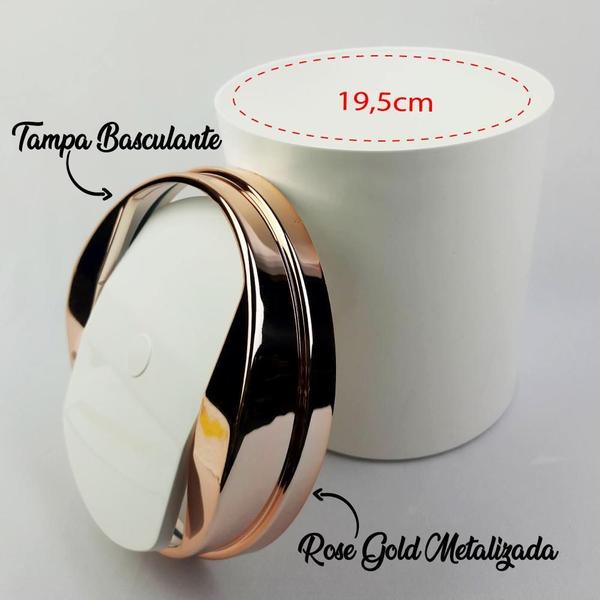 Imagem de 2 Lixeiras 5L Tampa Basculante Metalizada Rose Gold - Branco