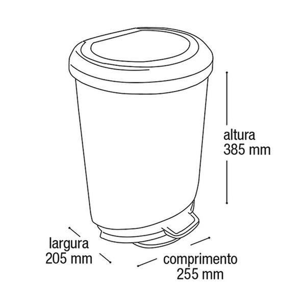 Imagem de 2 Lixeiras de Cozinha Plástica Resistente Pedal 10 Litros  Preta